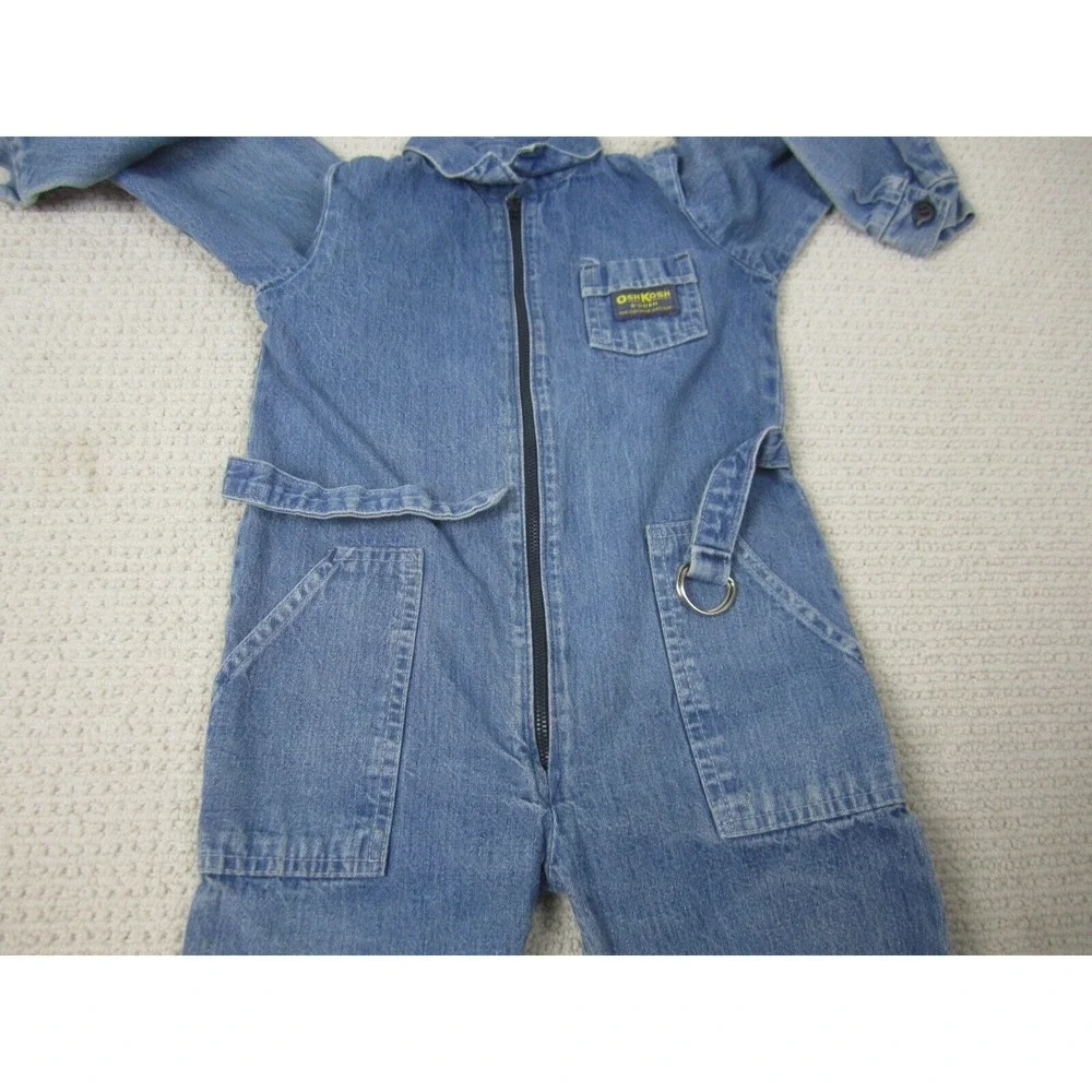 VTG Oshkosh B'Gosh Overalls Boys Sz 6 Blue Denim‎ Jean Mechanic Farmer Full Suit